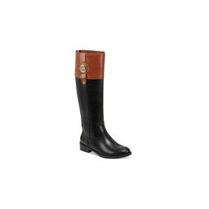 Tommy Hilfiger Sz. 5.5M Imina Leather Knee High Riding Boots Black/Brown NEW
